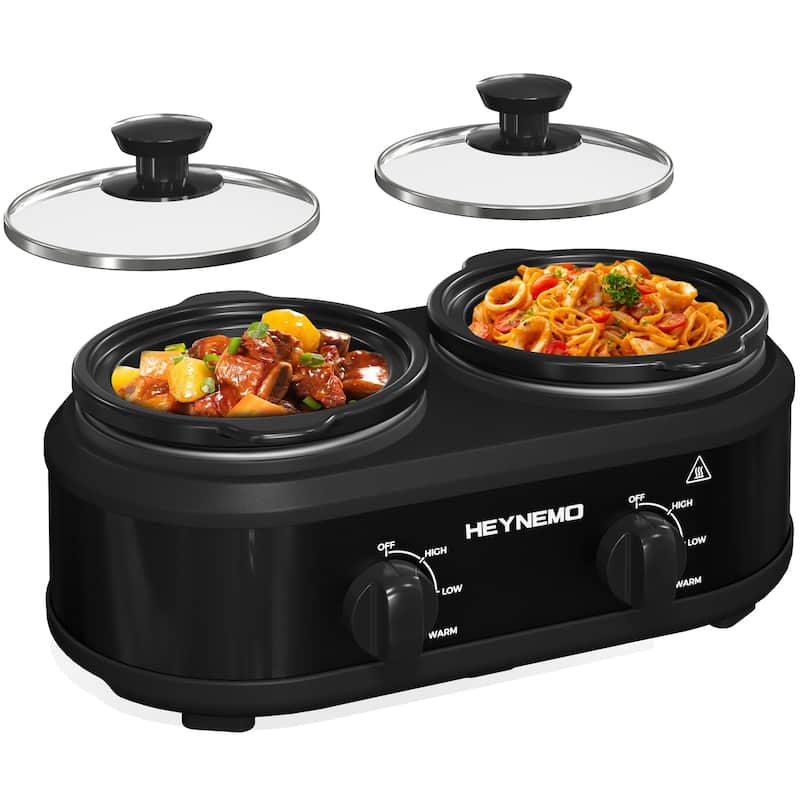 Dual Slow Cooker, Buffet Servers and Warmer, Black