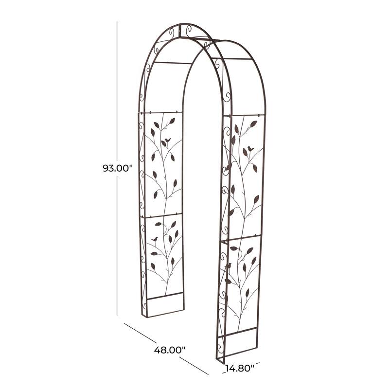Bronze Metal Indoor Outdoor Scrollwork Arched Scroll Garden Arbor with Lattice Work Sides