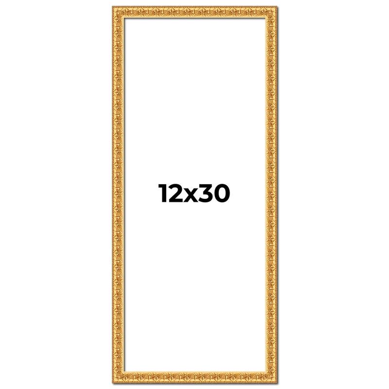 12x30 Frame Gold Real Wood Picture Frame Width 1 inches | Interior