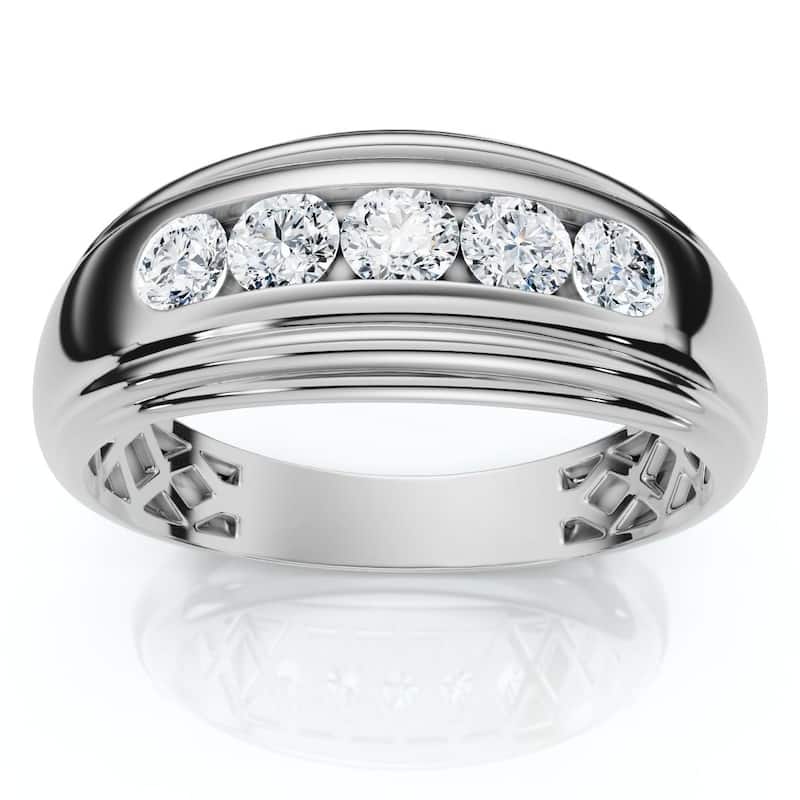 Bliss Diamond Mens 1/2ct 5-Stone Diamond Wedding Ring Gold Lab Grown - 6.5 - White