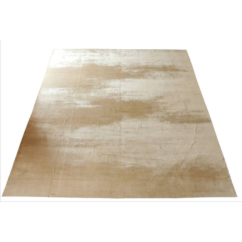 Multi Size Hand Knotted Beige Tibetan Silk Contemporary Rug