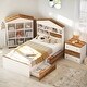 preview thumbnail 7 of 13, 3PS A Set Of Kids Fun House-Shaped Wooden Bed with Nightstand and Storage Rack