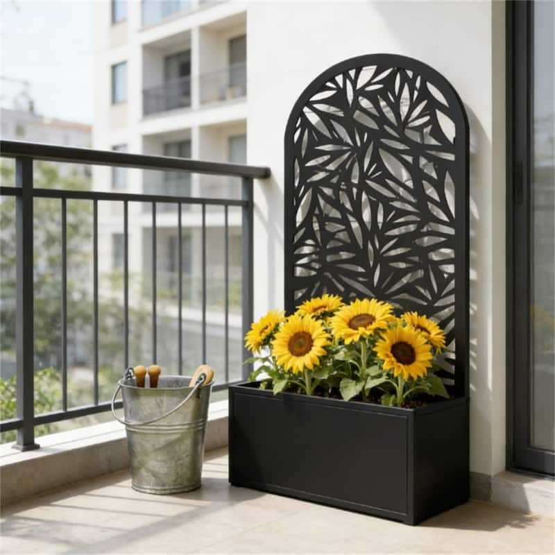 Metal Garden Bed, Plant Rack, Black