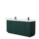 preview thumbnail 66 of 114, Miranda Double Vanity Set, Cultured Marble Top, No Mirror 72-Inch Double - Green, Black Trim, Carrara Cultured Marble Top