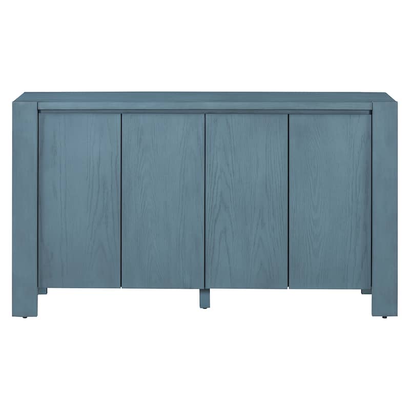Buffet Cabinet with Storage, 4-Door Retro Wood Sideboard with Distressed Finish and Adjustable Shelves