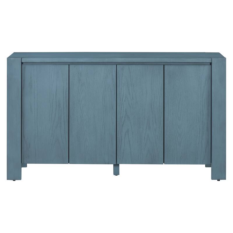 Retro 4-Door Buffet Cabinet with Adjustable Shelves Storage, for Dining Room, Kitchen and Living Room, Navy