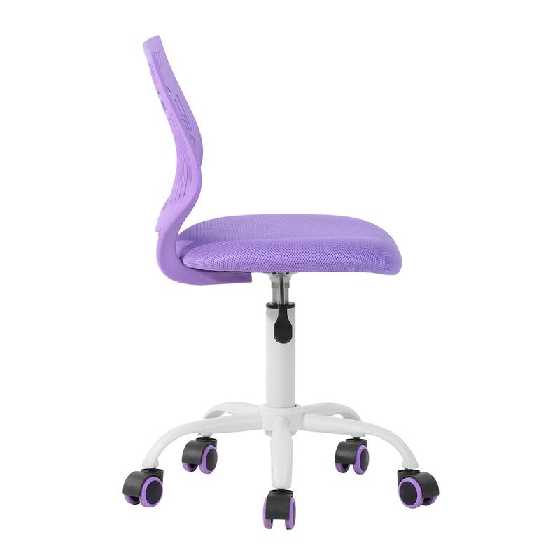 Purple and White Adjustable Height Swivel Rolling Office Chair