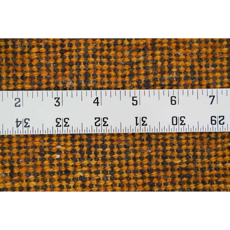 Hand Knotted Oriental 100% Wool Carpet Modern Solid Yellow & Gold Gabbeh Area Rug - 8' 9'' X 6' 0''
