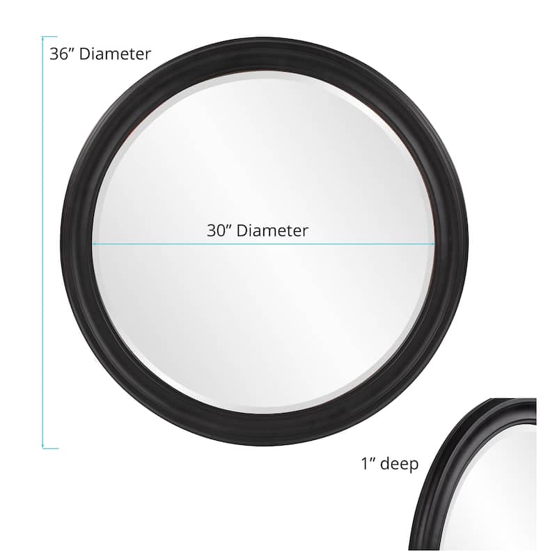 Allan Andrews Copper Grove Matte Black Round Wood Frame Lilas Wall Mirror