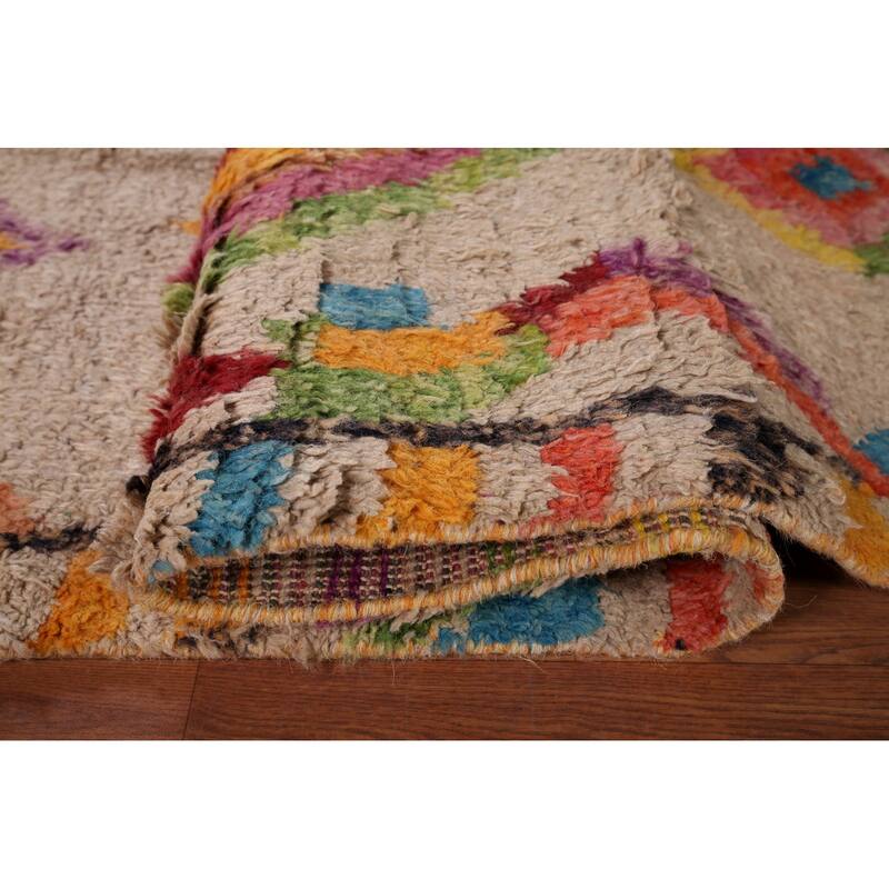 Geometric Plush Moroccan Oriental Rug Hand-Knotted Wool Carpet - 7'5" x 10'8"