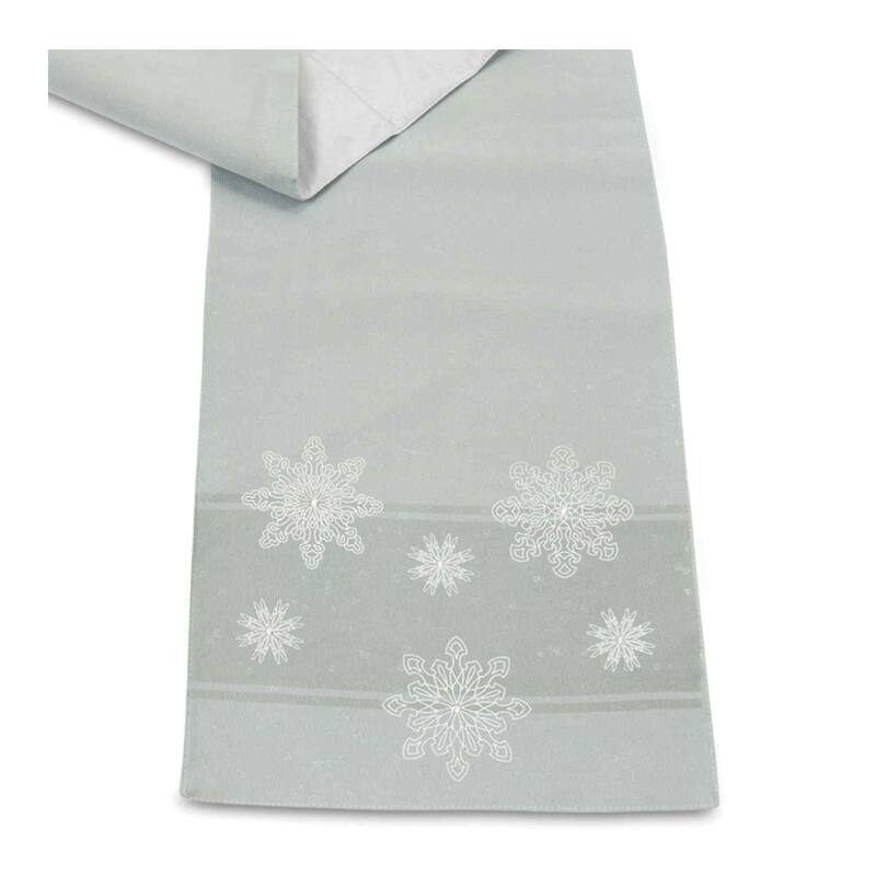 Embroidered Snowflakes Christmas Table Runner - 72" - Pistachio Green
