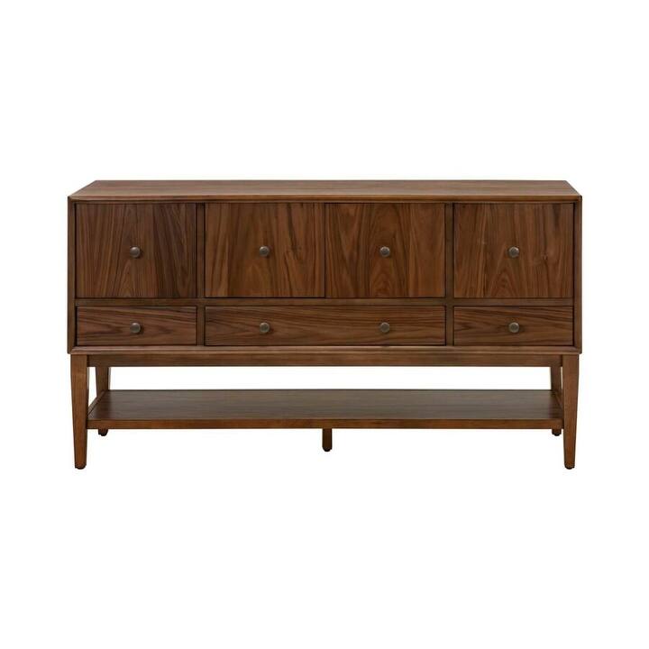 Mid-Century Modern Wood Sideboard, Fully Assembled, Brown
