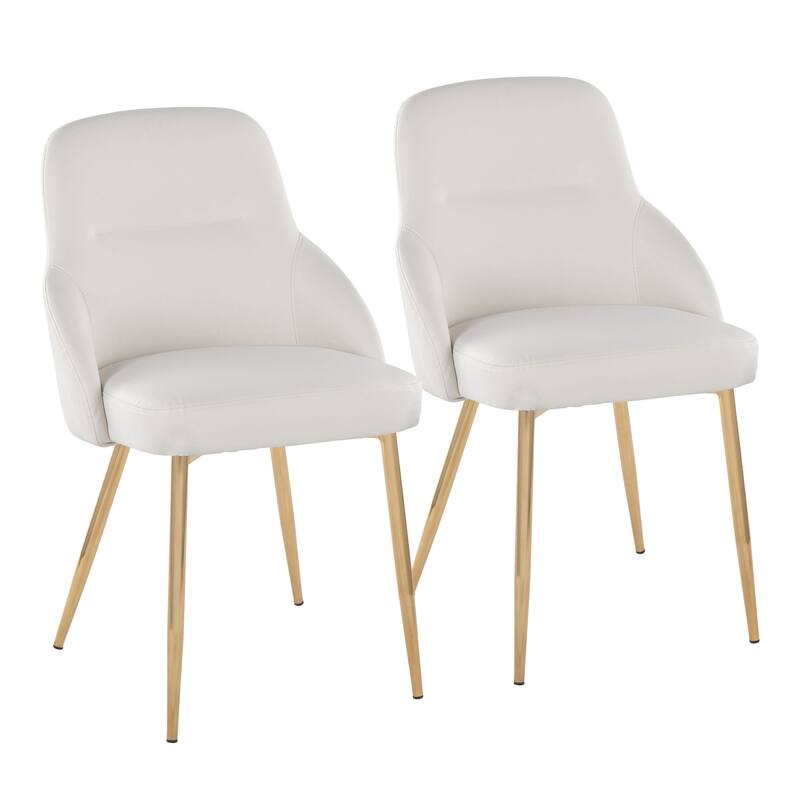 Silver Orchid Yvette Upholstered Chair with Gold Tapered Metal Legs (Set of 2) - White
