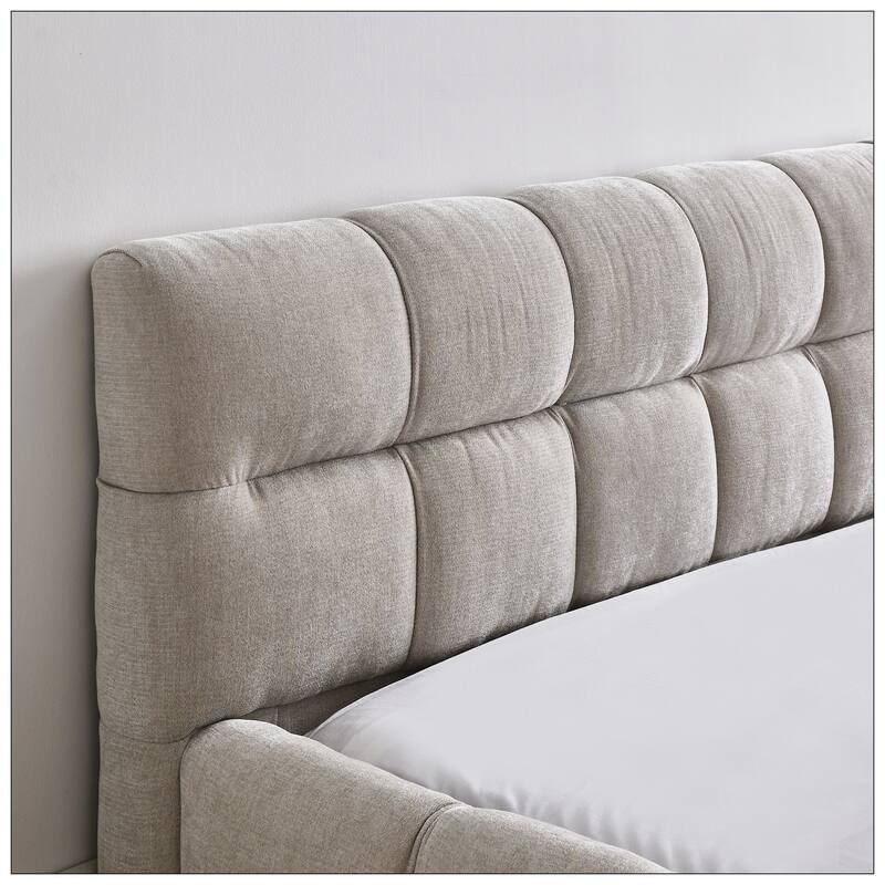 Queen Size Upholstered Bed Frame with Thick Fabric