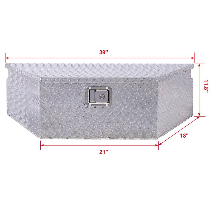39 Inch Heavy Duty Aluminum Underbody Tool Box, Waterproof Rectangular Truck Storage Organizer Chest With Lock And Keys