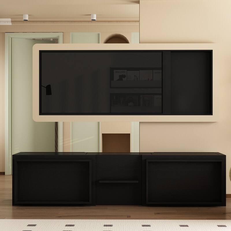 Entertainment Center Table Retracted Extendable TV Stand in Stretch