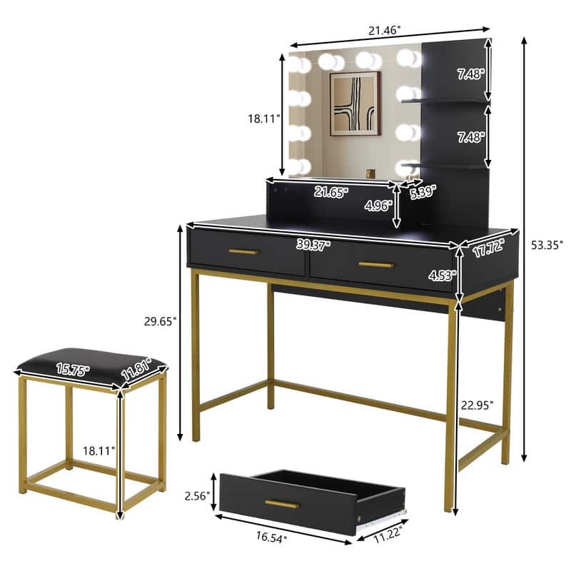 Black Large Vanity Set