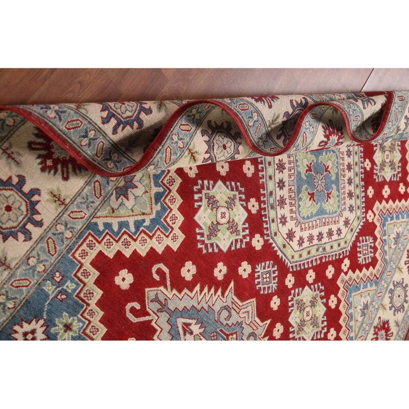 Traditional Red Kazak Area Rug Hand-Knotted Wool Carpet - 6'8" x 9'6"