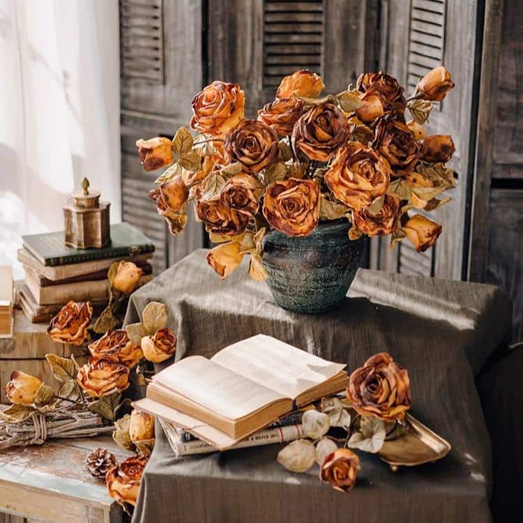 RusticReach French Dried Look Faux Rose Stem 26" Tall