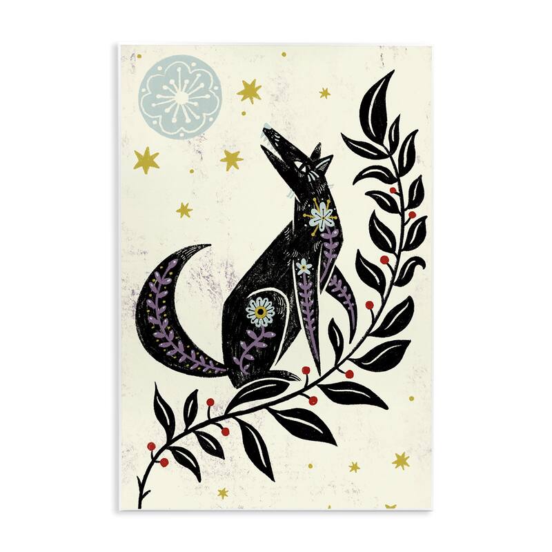 Stupell Howling Winter Wolf Wall Plaque Art Design By Hannah Moren - 13 x 19