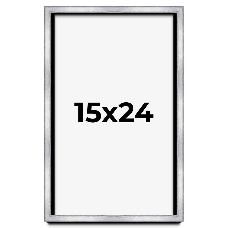 15x24 Shadow Box Frame Silver | 1.375 Inches Deep Real Wood