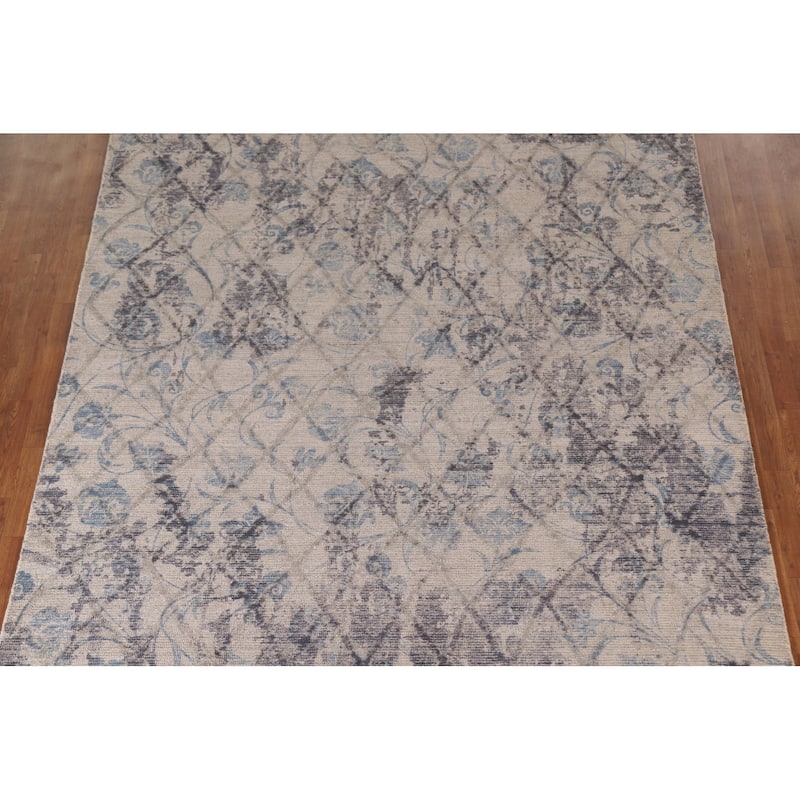 Abstract Modern Area Rug Hand-Knotted Wool Carpet - 8'0"x 9'11"