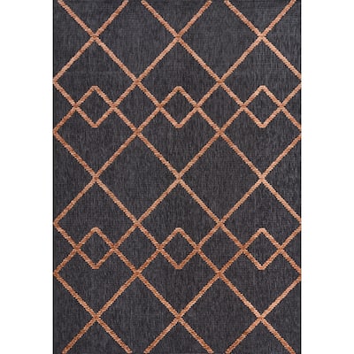Austin Orange Grey Geometric Rug