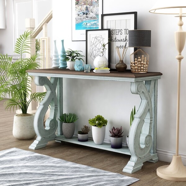 Furniture of America Roah Rustic Dark Oak Solid Wood Sofa Table. Opens flyout.