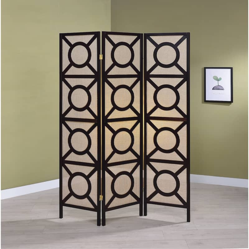 3 Panel Screen in Cappuccino and Tan