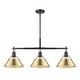 preview thumbnail 1 of 0, Yep by Golden Lighting Orwell 3-light Island Light in Matte Black and Brushed Champagne Brass shade
