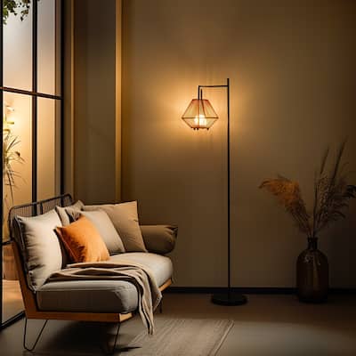 60 in 2-in-1 Rattan rechargeable floor lamp with RGB Lantern