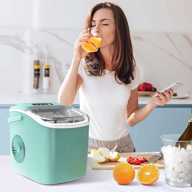 Ice Makers Countertop, Portable Ice Maker Machine with Handle, Self-Cleaning Ice Maker, for Home/Office/Kitchen