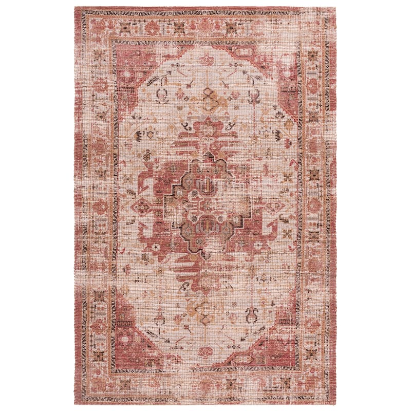 SAFAVIEH Handmade Saffron Avemari Jute & Chenille Rug - 6' Square - Ivory/Pink