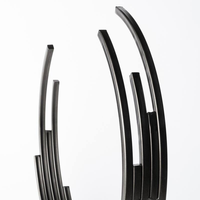 HomeRoots 20" Black Iron Modern Abstract Tabletop Sculpture