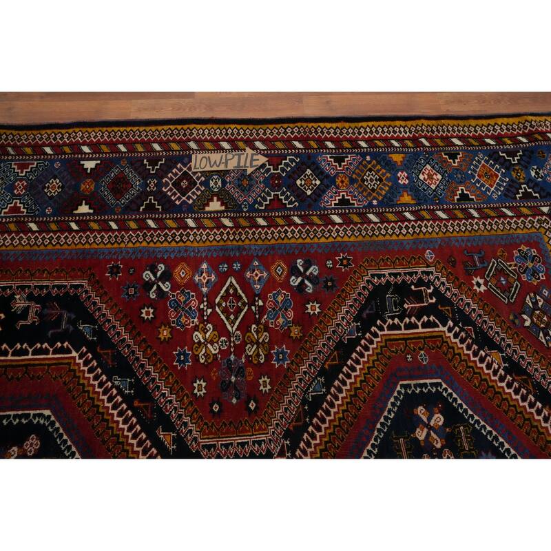 Hand Knotted Oriental 100% Wool Carpet Traditional Tribal Navy Blue & Blues Yalameh Area Rug - 10' 8'' X 7' 6''