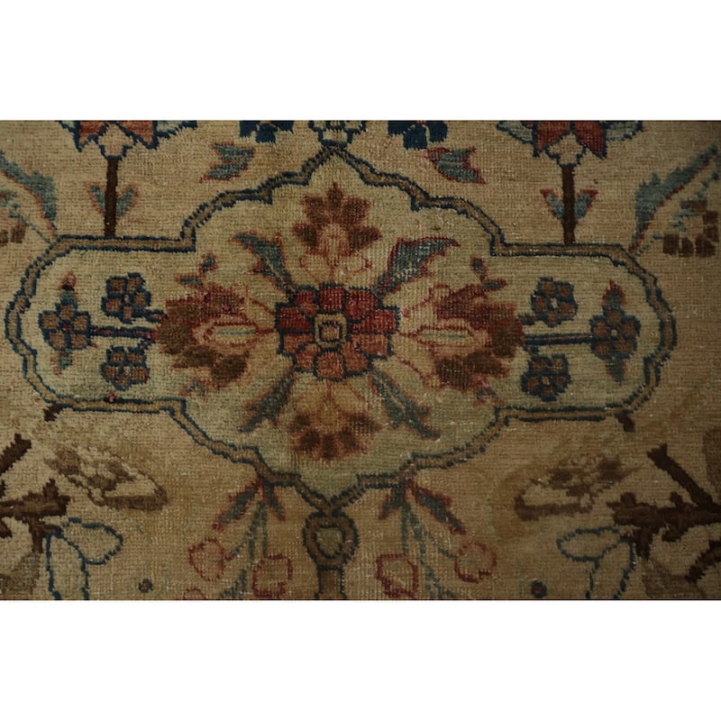 Hand Knotted Oriental 100% Wool Carpet Traditional Floral Beige & Ivories Tabriz (100% Vegetable Dye) Area Rug