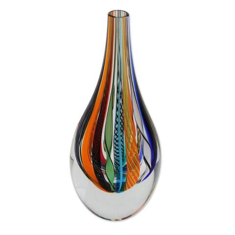 Art glass vase, 'Color Cascade' (9 inch)