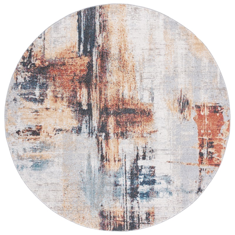 SAFAVIEH Phoenix Buna Vintage Rug - 6'7" Round - Ivory/Grey
