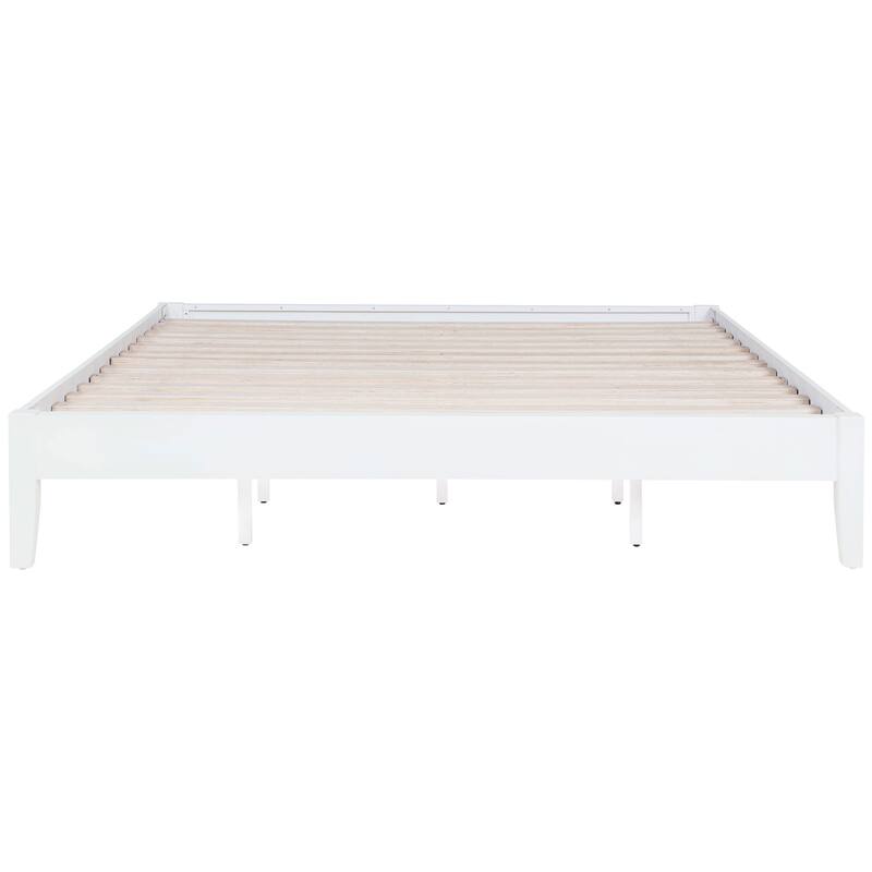 California King Universal Platform Bed in White with Durable Wood Construction