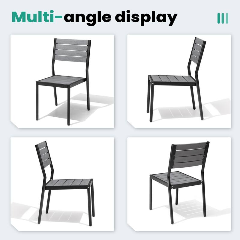 VredHom 11PC Aluminum X Frame Outdoor Patio Dining Set Table with Chairs Umbrella Hole