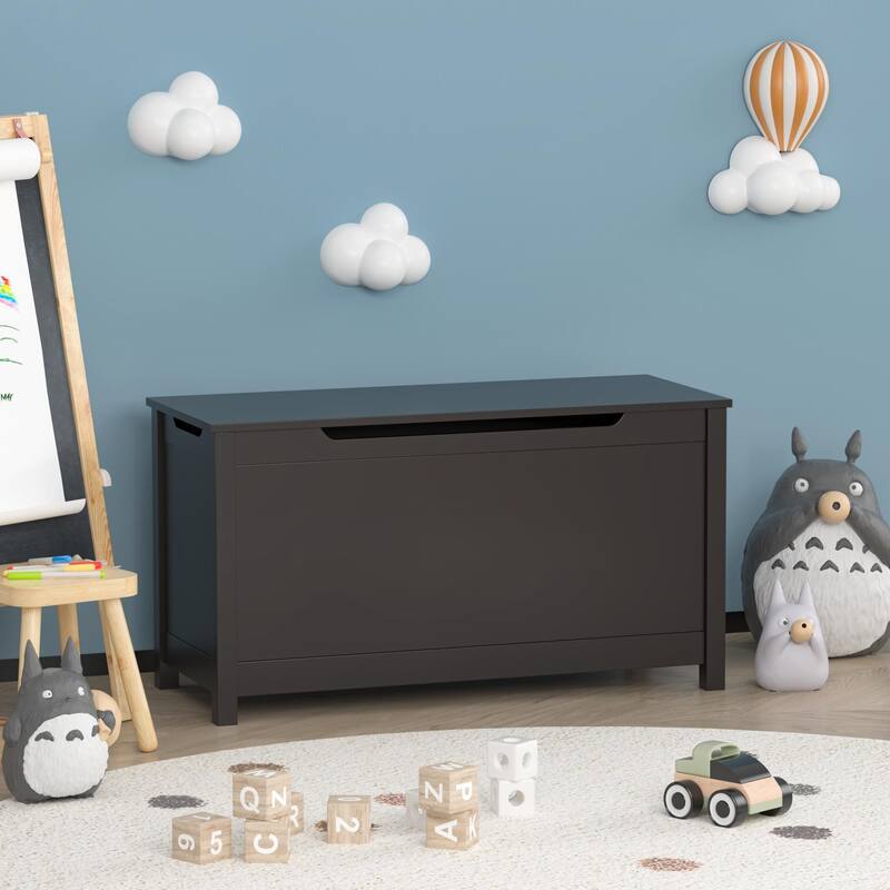 Kids Wooden Toy Box Storage with Safety Hinged Lid for Ages 3+ For Living Room,Dining Room,Entryway