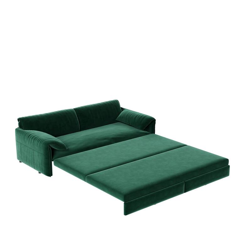 GDFStudio - Velvet 66" Convertible Velvet Sofa Bed with Side Storage