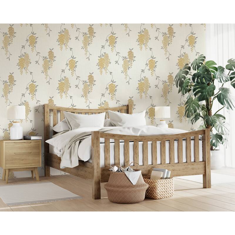 Fine Decor Aisla Yellow Wisteria Wallpaper