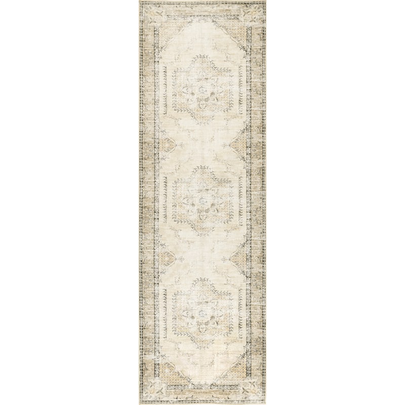 Nuloom Glenda SpinClean Machine Washable Faded Medallion Area Rug
