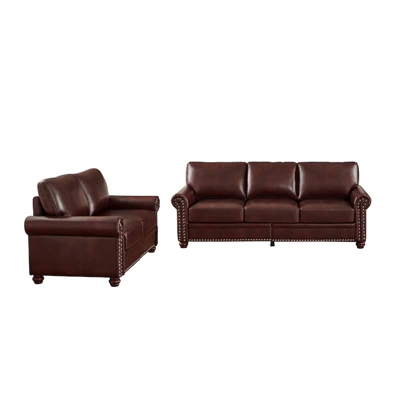 PU Leather Loveseat Sofa & Settee Set with Storage, 2pc