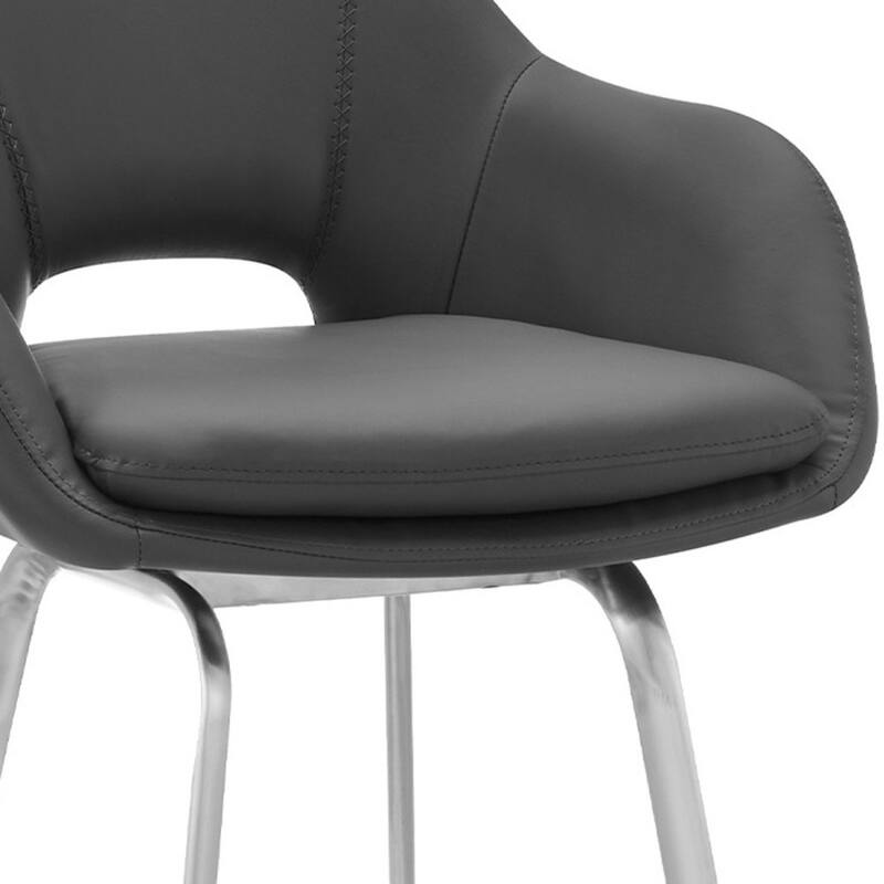 30 Inch Swivel Bar Height Stool with Arms and Low Back Fabric Seat Iron Legs for Kitchen Island - 41”H x 22”W x 23”D