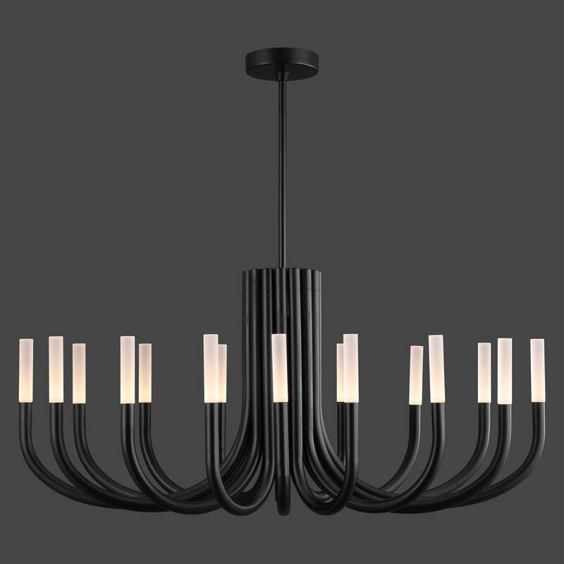 SAFAVIEH Couture Evonne 12-Light Adjustable Chandelier with LED Bulbs - 50"W x 22"D x 62"H