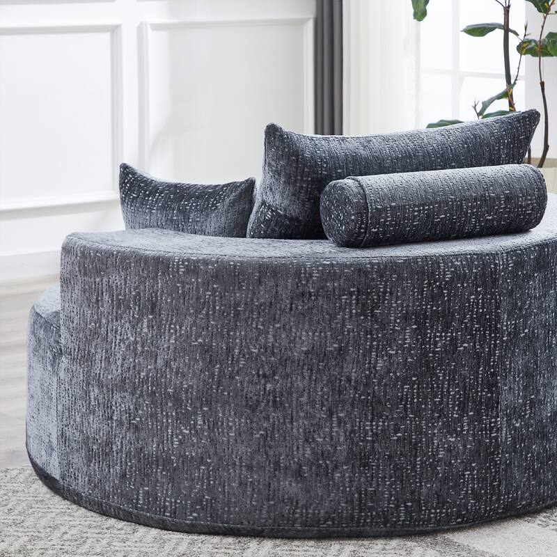 55in Wide Chenille Sponge Single Sofa Fluffy Modern Sleeper Chair