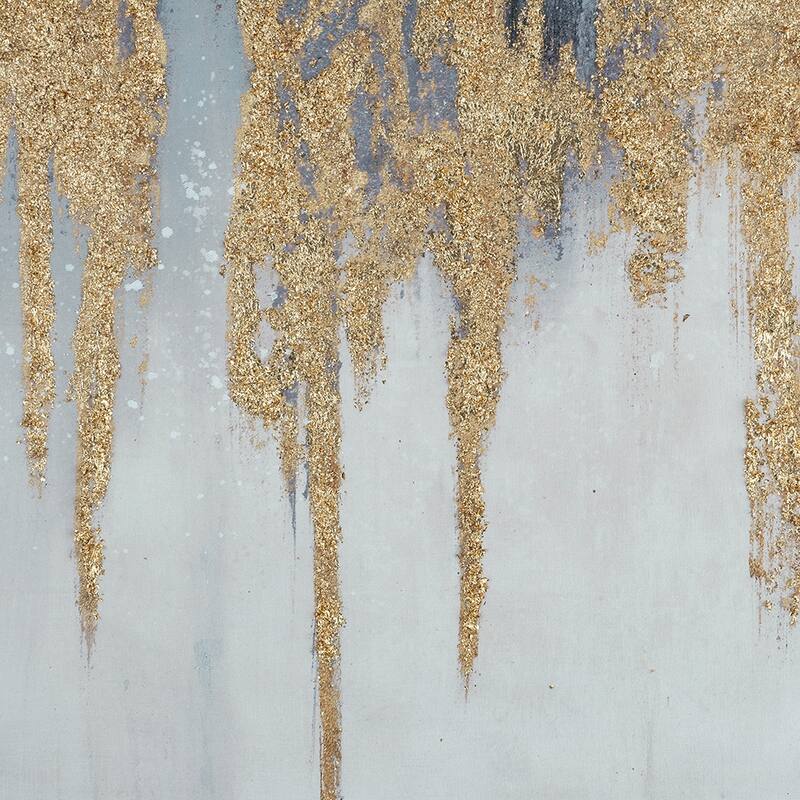 Modern Wall Decor Oil Painting with Gold Accents, Square Framed Wall Art, for Living Room, Dining Room and Office