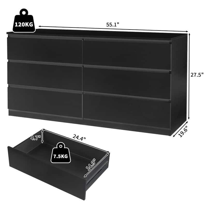 Modern Wood Dresser for Bedroom with Wide Drawers